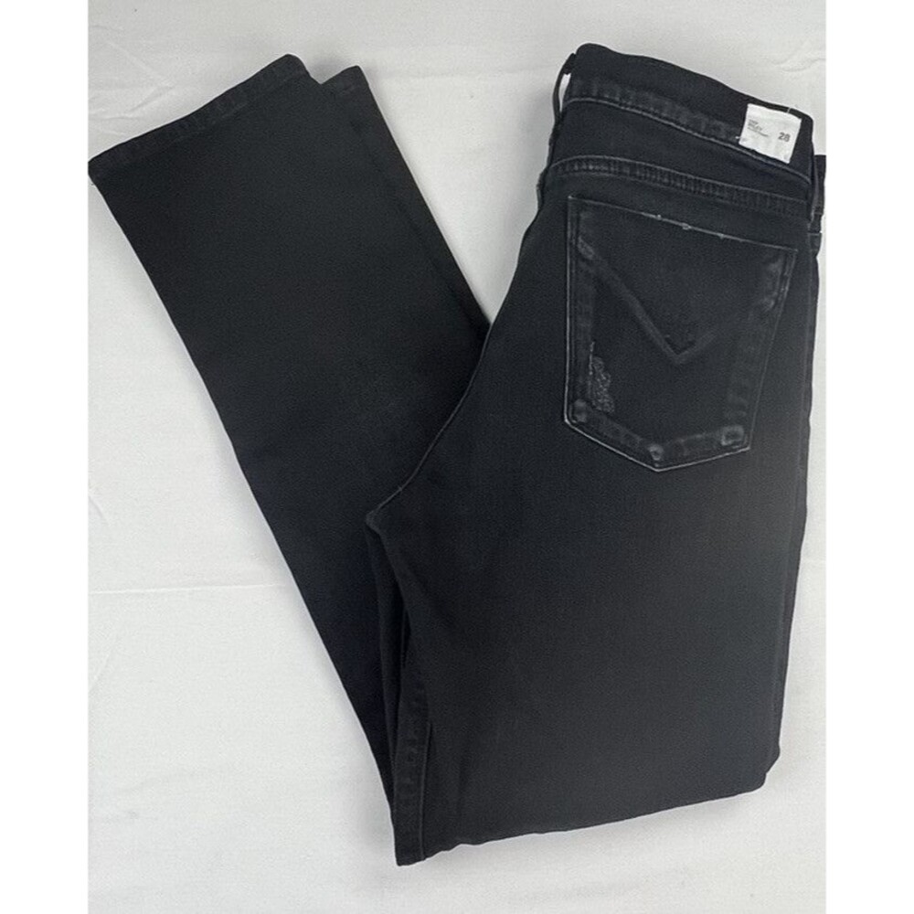 Hudson Womens Black Riley Crop Relaxed Straight Color Myth Denim Jeans Size 28